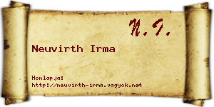 Neuvirth Irma névjegykártya